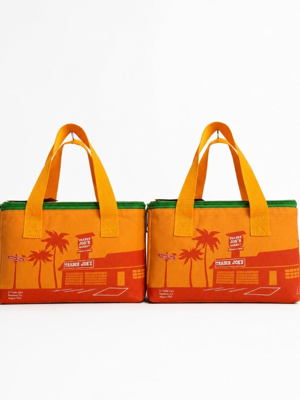 Trader Joe's Apricot Mini Insulated Cooler Bag Set of 2 NWT Matching Pair
